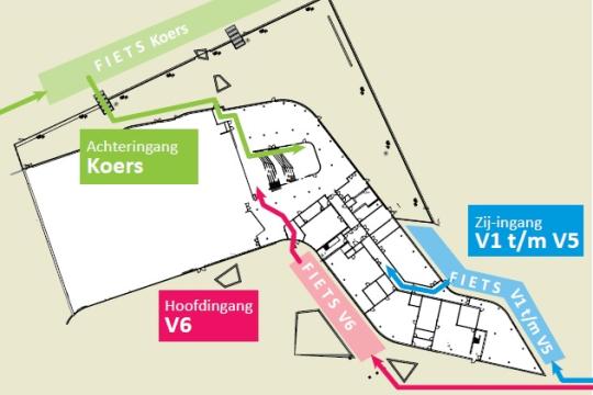 Plattegrond ingangen schoolgebouw